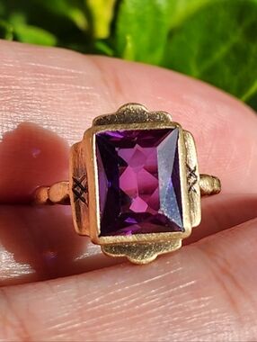 Antique Amethyst 10k Gold Ring Size 6.75